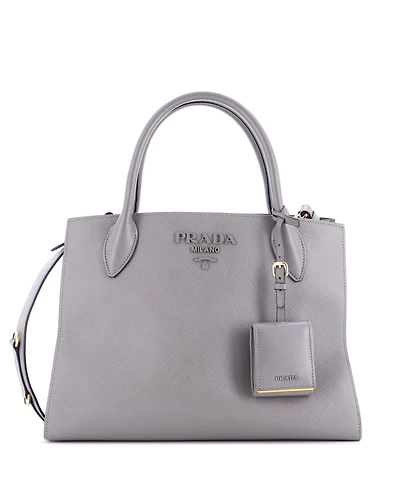 Pre-Owned Prada Medium Monochrome Tote Saffiano with City Calf