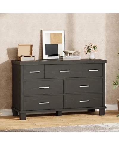 gaomon 7 Drawer Dresser for Bedroom, Wide Wood Chest of Drawers with Metal Handles, Large Storage Organizer Living Room