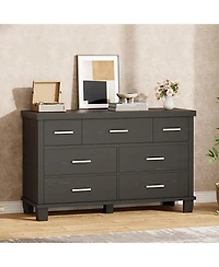 gaomon 7 Drawer Dresser for Bedroom, Wide Wood Chest of Drawers with Metal Handles, Large Storage Organizer Living Room