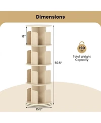 Slickblue 4-Tier Rotating Bookshelf 360degree(s) Display Rack with Dividers and Anti-falling
