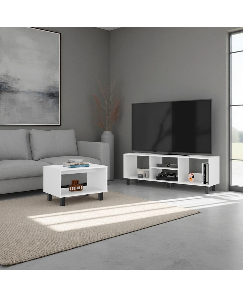 Depot E-shop Carter 2 Piece Living Room Set, Streamlined with Tv Stand and Coffee Table