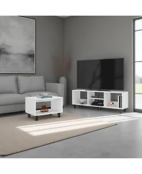 Depot E-shop Carter 2 Piece Living Room Set, Streamlined with Tv Stand and Coffee Table