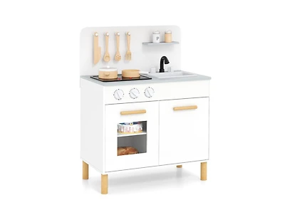 Hongge Kids Kitchen Playset with Cooking Accessories and Storage