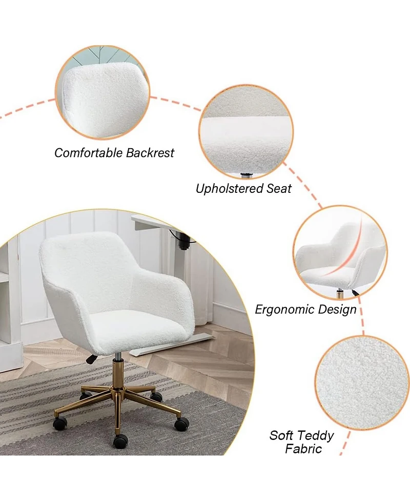 Rainsken Modern Teddy Fabric Home Office Chair