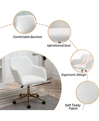 Rainsken Modern Teddy Fabric Home Office Chair