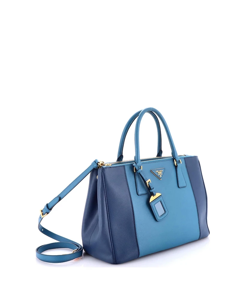 Pre-Owned Prada Medium Bicolor Double Zip Lux Tote Saffiano Leather