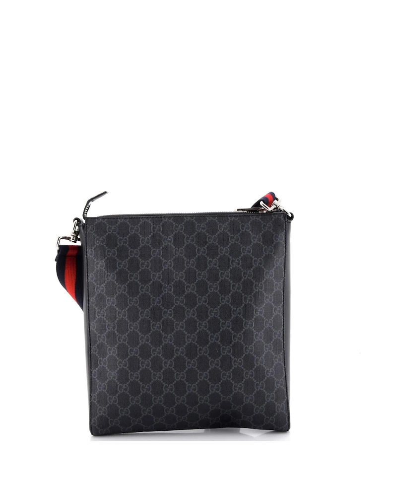 Pre-Owned Gucci Medium Web Strap Front Zip Messenger Bag Gg Coated Canvas