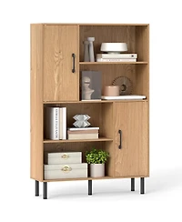 Slickblue Freestanding 47 Inch Cabinet with 2 Doors and 4 Open Shelves