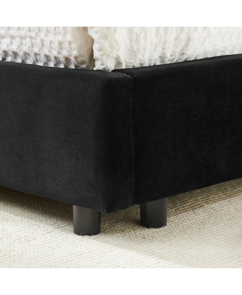 flynama Full Size Mid Century Velvet Upholstered Daybed Sofa Bed Wood Frame