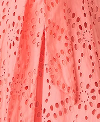 Steve Madden Juniors' Bow Front Eyelet Midi Sweetheart Neck Dress