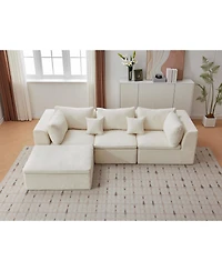 gaomon 110" L-Shaped Modular Sectional Sofa, 4-Seater Oversized Chenille Couch with Double Chaise