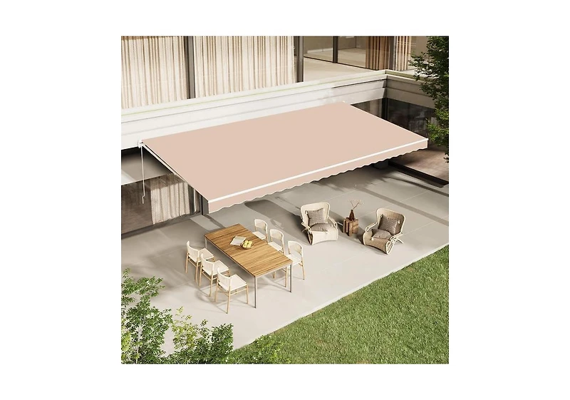 Aecojoy 16'x10' Manual Retractable Awning Sun Shade, Patio Canopy