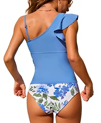 Cupshe Women's One-Shoulder Adjustable Straps Tankini Set