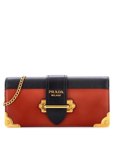 Pre-Owned Prada Cahier Chain Clutch City Calf and Saffiano