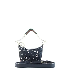 Pre-Owned Gucci Mini Attache Shoulder Bag Grommet Embellished Leather