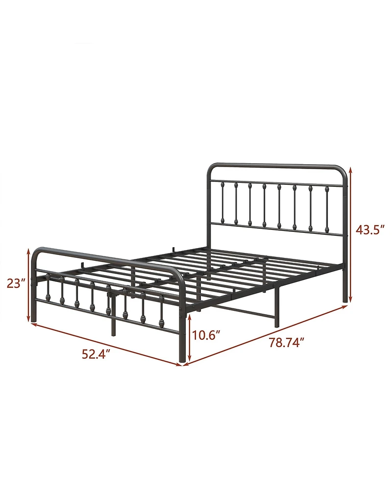 Rainsken Full Size Metal Platform Bed Frame with Premium Steel Slat Support and Ample Under-Bed Storage, No Box Spring Needed for Bedroom