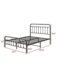 Rainsken Full Size Metal Platform Bed Frame with Premium Steel Slat Support and Ample Under-Bed Storage, No Box Spring Needed for Bedroom