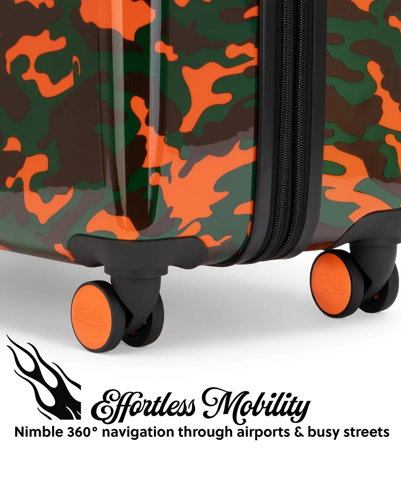 Von Dutch Camo Small Expandable Hardside Carry-On Spinner Suitcase
