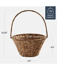 Best Choice Products Easter Basket, Small Woven Basket for Kids w/ Collapsible Handle, Tapered Shape