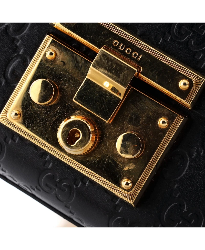 Pre-Owned Gucci Small Padlock Shoulder Bag Guccissima Leather