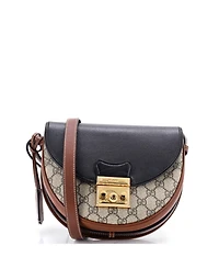 Pre-Owned Gucci Small Padlock Saddle Shoulder Bag Gg Coated Canvas and Leather