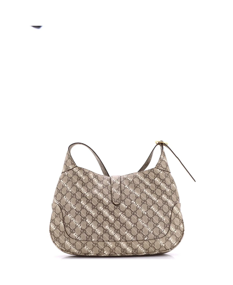 Pre-Owned Gucci Medium x Balenciaga The Hacker Project Jackie 1961 Hobo Gg Coated Canvas
