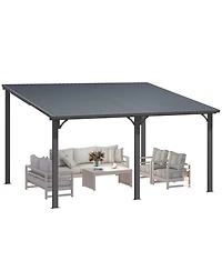 Aecojoy 14' x 12' Hardtop Gazebo Outdoor Pergola Lean to Metal Pergolas