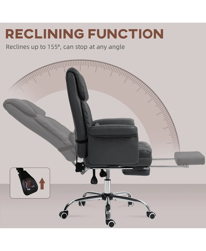 Boyel Living Executive Office Chair Pu Leather Ergonomic Desk Reclining Footrest Lumbar Support