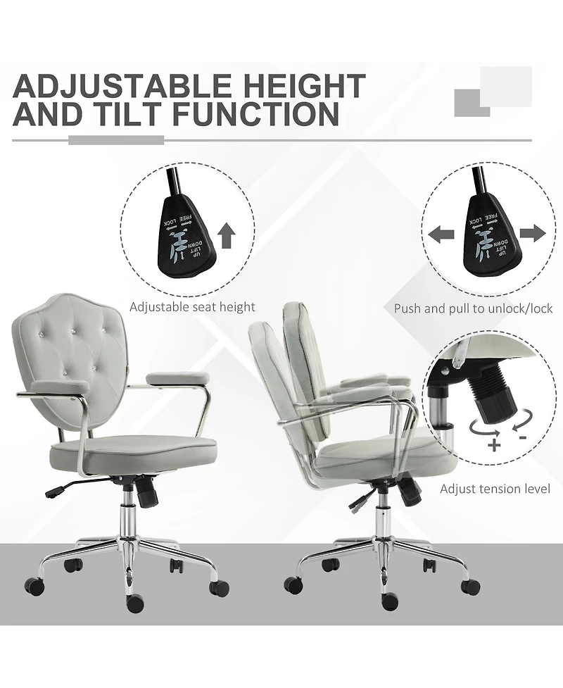 Boyel Living Cute Home Office Chair with Button Tufted Velvet-Feel Fabric