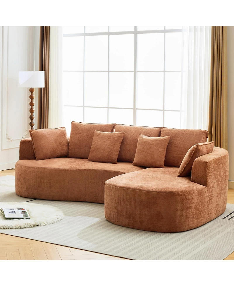 gaomon 106" Curved Modular Sectional Sofa with Throw Pillows, Luxury Chenille Boneless Cloud Couch