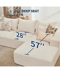 gaomon 110" Modular Sectional Sofa, L-Shaped Cloud Couch with Chaise Lounge, Boneless Deep Seat Sofa for Living Room