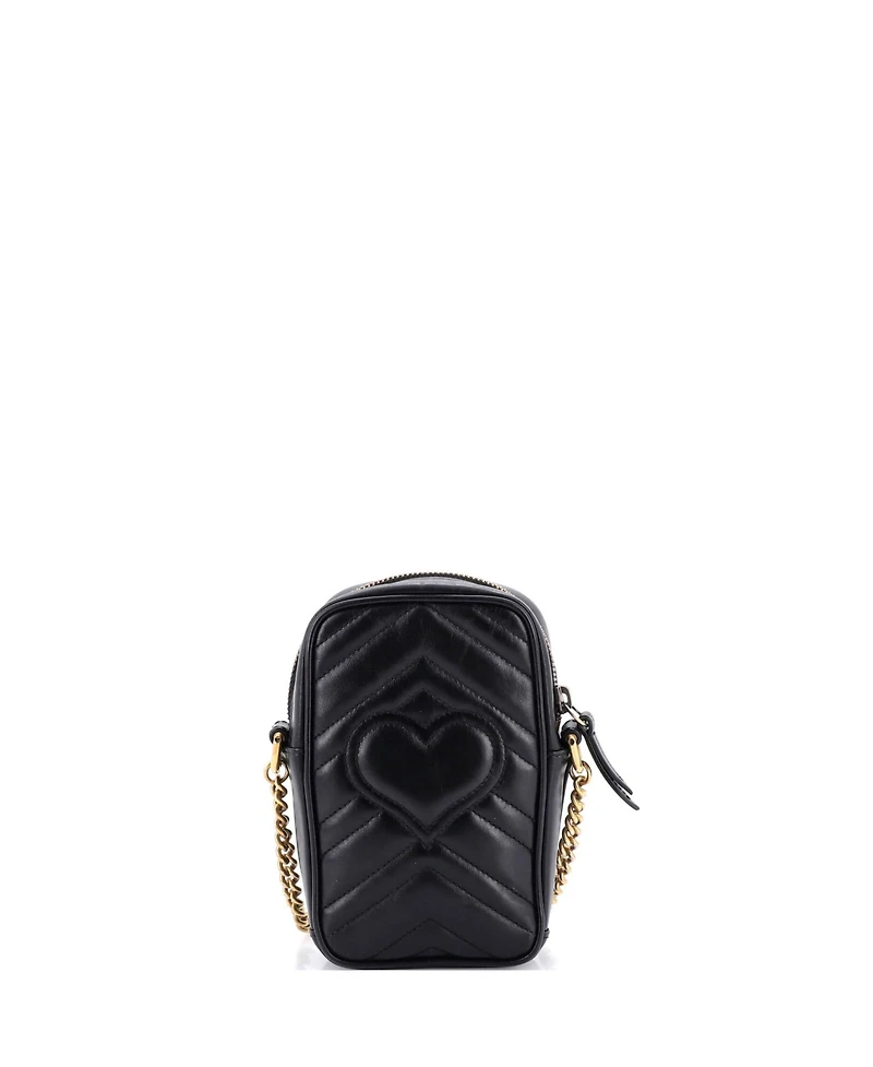 Pre-Owned Gucci Mini Gg Marmont Vertical Phone Crossbody Bag Matelasse Leather