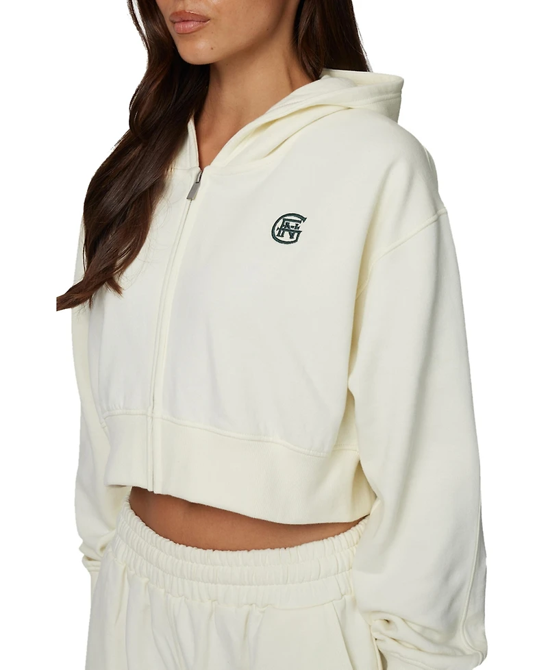 Good For Nothing Women's Cropped Zipped Halftone Hoodie