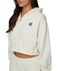 Good For Nothing Women's Cropped Zipped Halftone Hoodie