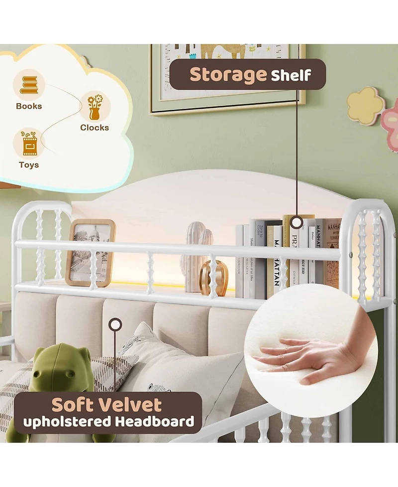 Rainsken Twin Metal Platform Bed Frame with Light