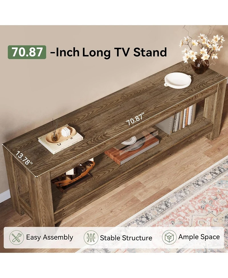 Tribesigns 70.9-Inch Solid Wood Tv Stand, Farmhouse Tv Console for 65/70/80/85-Inch TVs, Entertainment Center