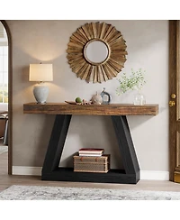 Tribesigns Farmhouse Console Table, 55-Inch Rustic Sofa Table with Storage, Industrial Wooden Entryway for Hallway