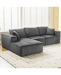gaomon 108" L-Shaped Modular Sectional Sofa, 3-Piece Corduroy Cloud Couch with Left Facing Chaise & Armrests, No Assembly