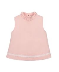 Hope & Henry Little Girls and Organic Ruffle Neck Seersucker Top