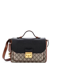 Pre-Owned Gucci Small Padlock Front Pocket Flap Shoulder Bag Gg Coated Canvas and Leather