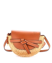 Pre-Owned Loewe Mini Gate Leather Shoulder Leather with Raffia