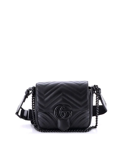 Pre-Owned Gucci Mini Gg Marmont Convertible Flap Shoulder Bag Matelasse Leather