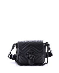 Pre-Owned Gucci Mini Gg Marmont Convertible Flap Shoulder Bag Matelasse Leather