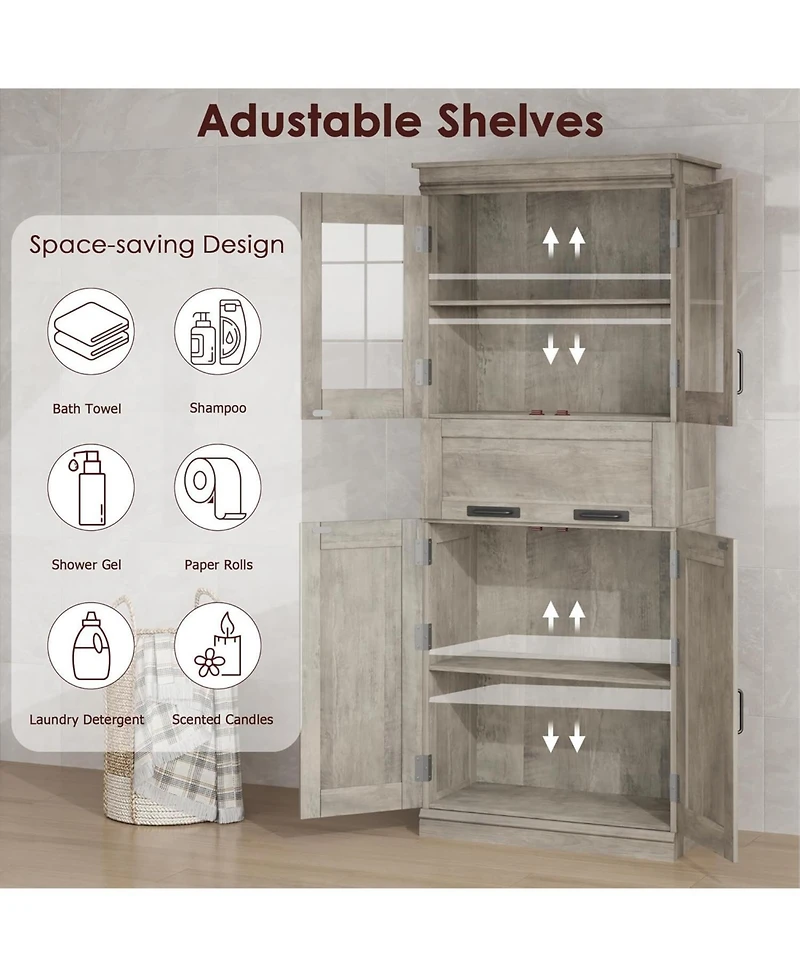 gaomon Tall Bathroom Cabinet, Storage Cabinet with Door and Drawer, Adjustable Shelf, Storage Freestanding for Laundry Room, Kitchen