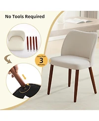 gaomon Dining Chair Set of 2,Linen Upholstered with Wood Legs,Wing Backrest,Wooden Kitchen Chair,Kitchen Chairs Thick Cushions