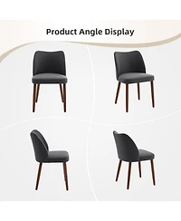 gaomon Dining Chair Set of 2,Linen Upholstered with Wood Legs,Wing Backrest,Wooden Kitchen Chair,Kitchen Chairs Thick Cushions