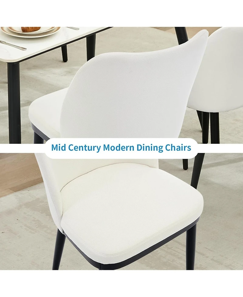 gaomon Linen Dining Chairs Set of 4, Upholstered Side Chairs with Padded Seat & Wood Legs