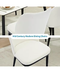 gaomon Linen Dining Chairs Set of 4, Upholstered Side Chairs with Padded Seat & Wood Legs