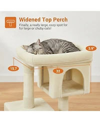 Aronkl Cat Tree Tower With Large Perch 2 Caves Scratching Posts Sturdy Stable
