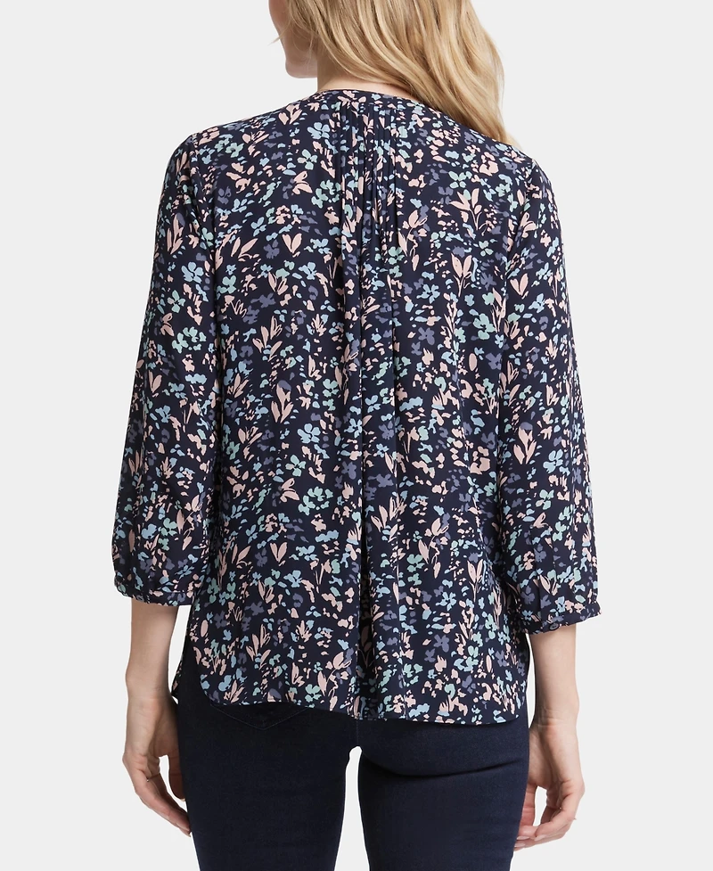 Nydj Women's Pintuck Split Neck Top